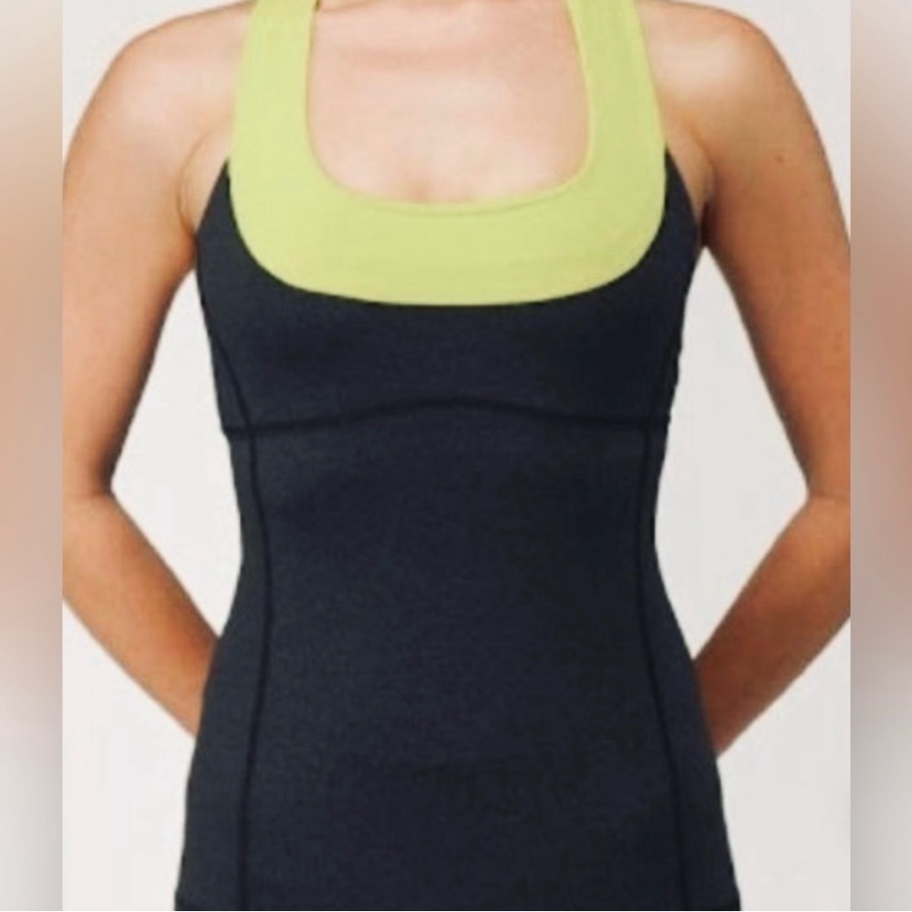 Lululemon Scoop Neck Tank Luon in Lime and Gray